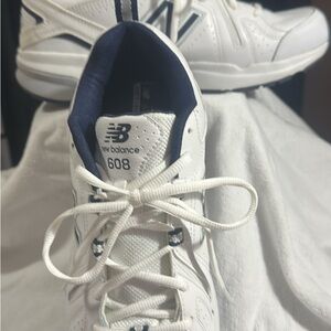 New Balance 608 White and Navy Sneakers